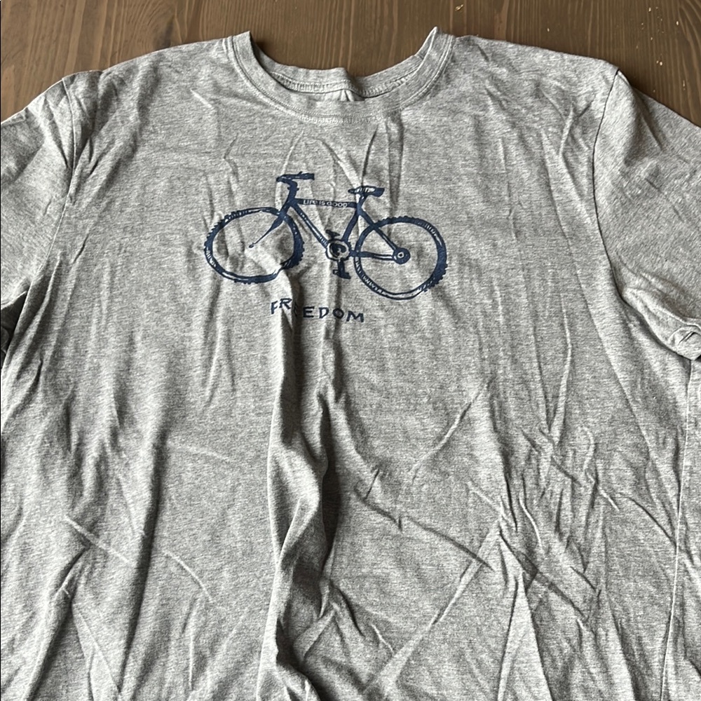 Gray Long Sleeve Tee with Bicycle Graphic